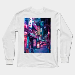 Secret Japanese Alley Of Neon Aesthetic Long Sleeve T-Shirt